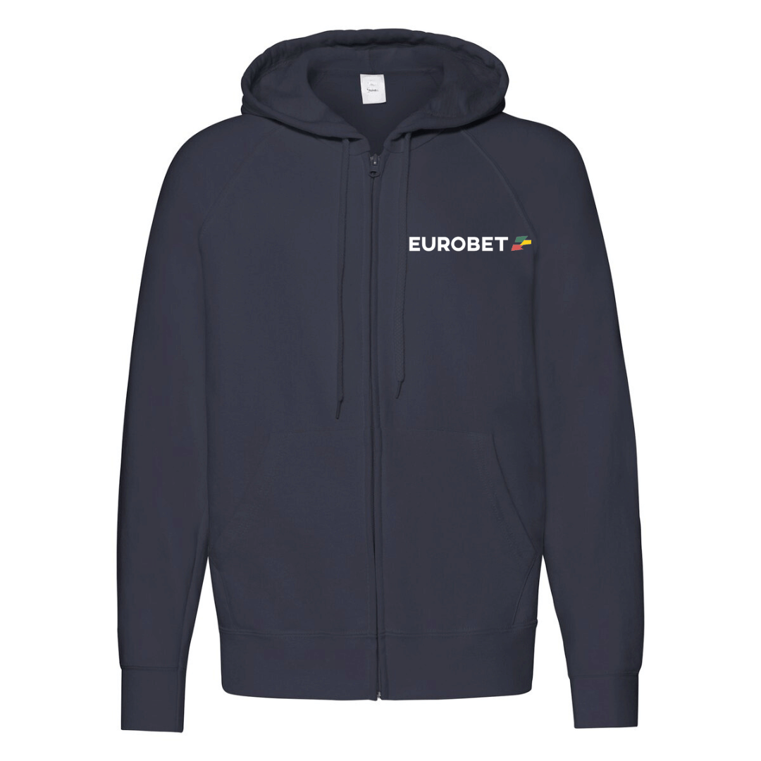 felpa zip cappuccio eurobet blu navy personalizzabile logo lato cuore