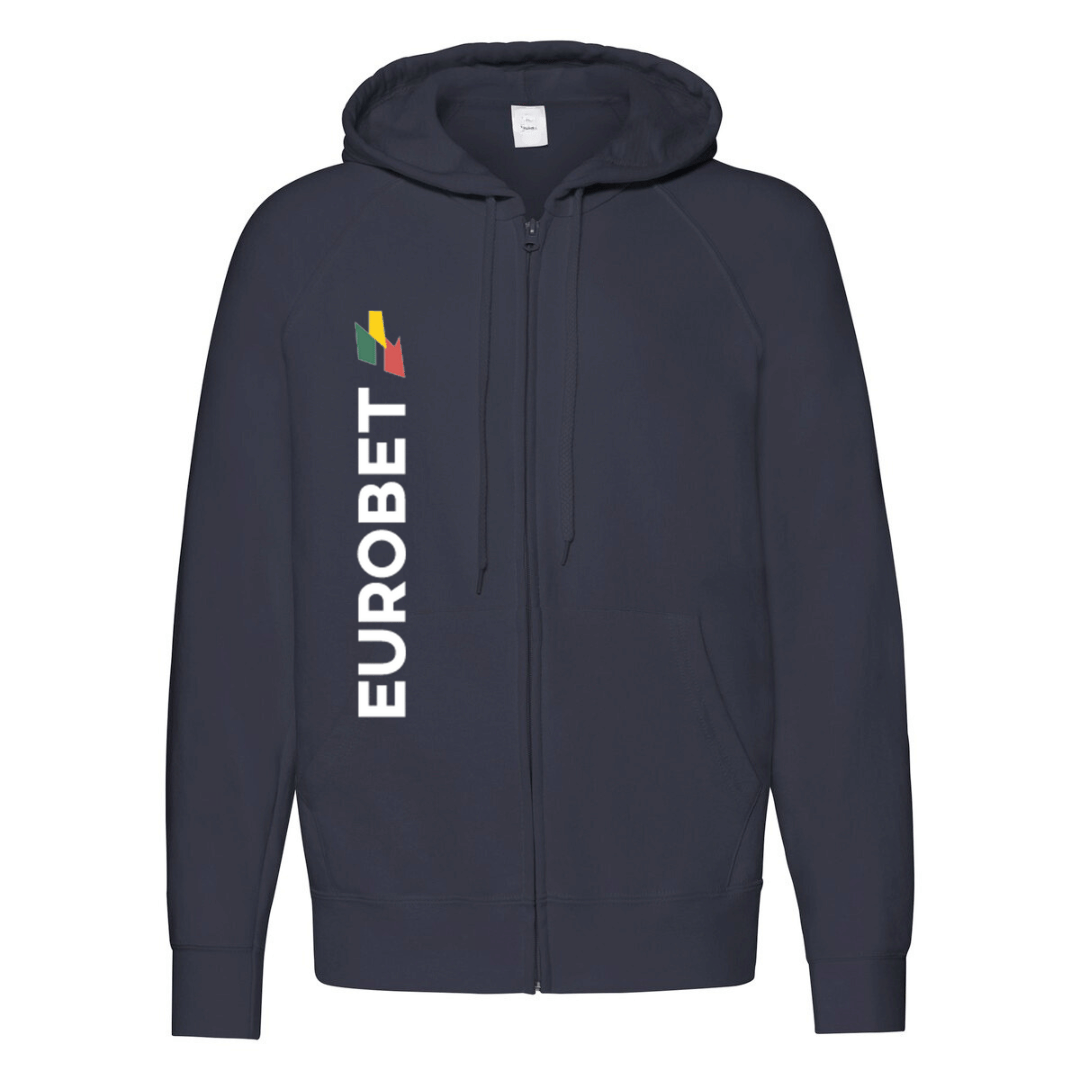 felpa zip cappuccio eurobet blu navy personalizzabile logo verticale