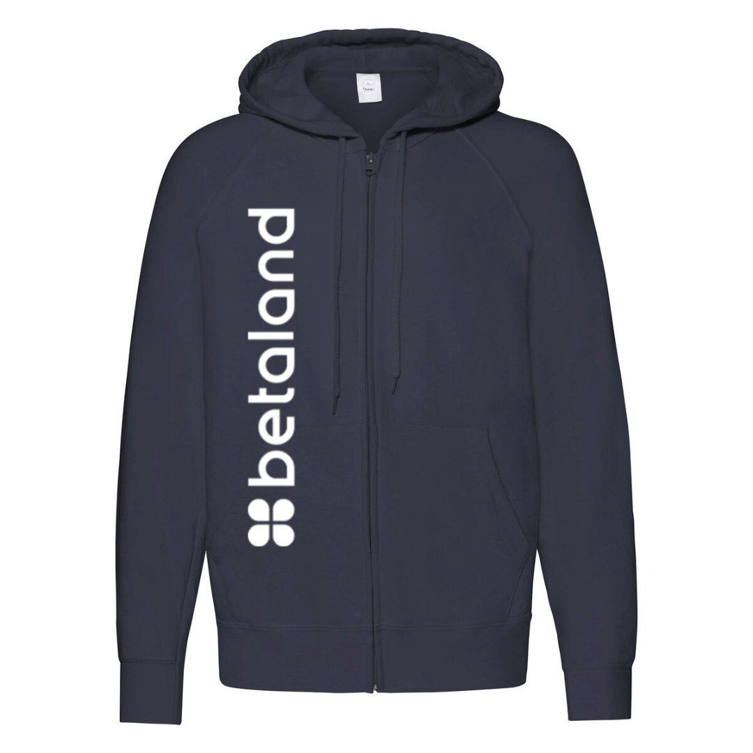 felpa zip cappuccio betaland blu navy personalizzabile logo verticale