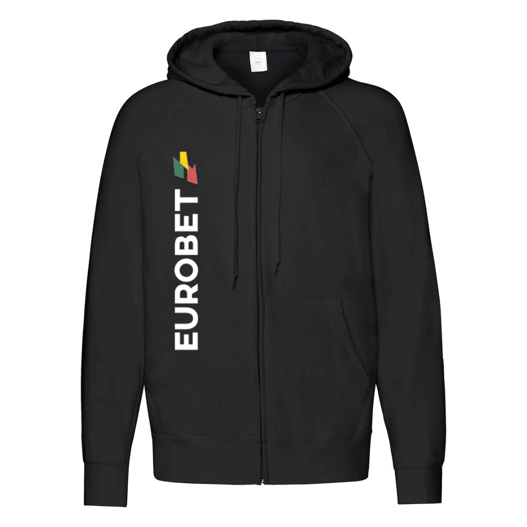 felpa zip cappuccio eurobet nera personalizzabile logo verticale