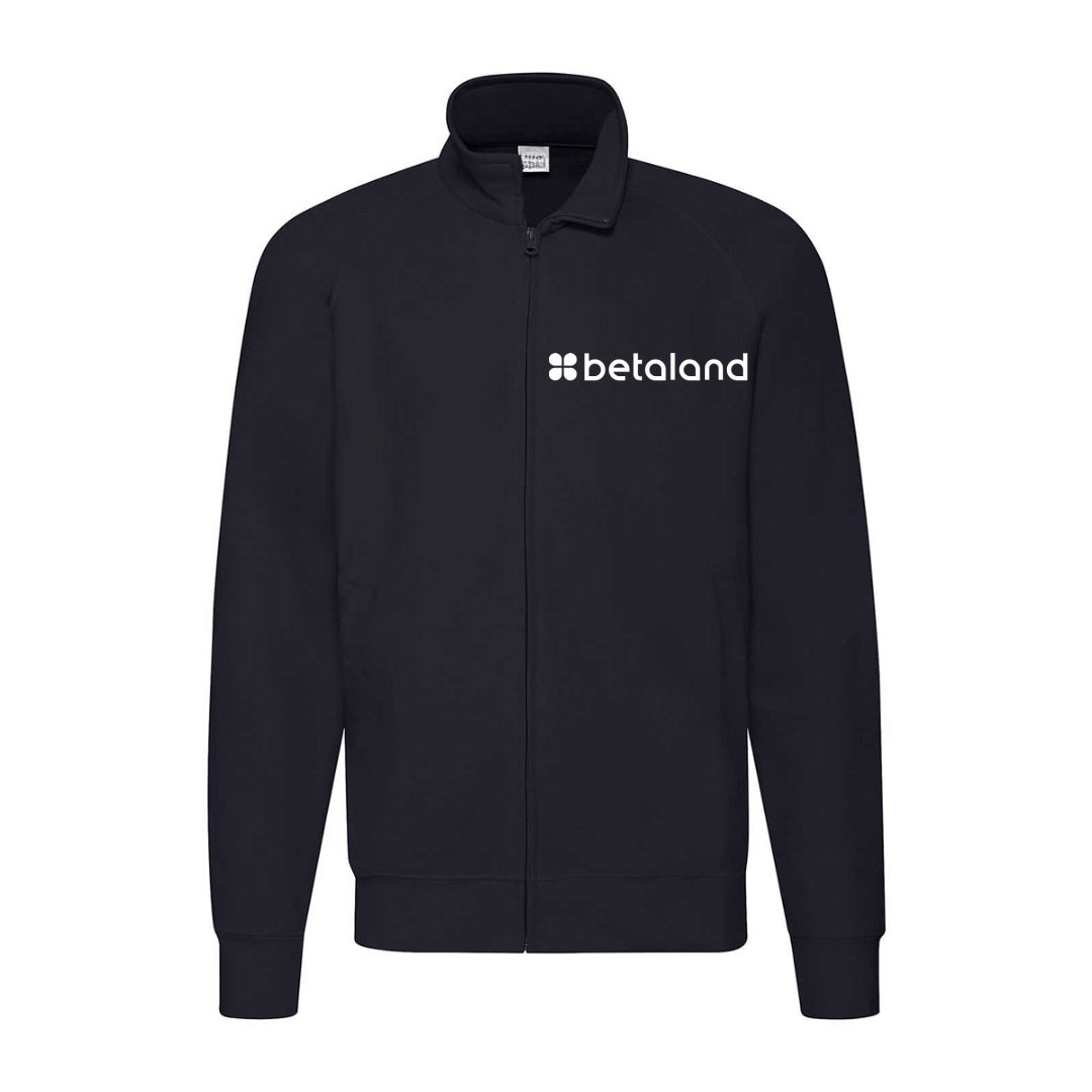 felpa zip senza cappuccio betaland blu navy personalizzabile logo lato cuore