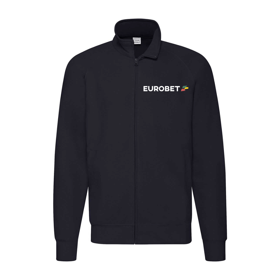 felpa zip senza cappuccio eurobet blu navy personalizzabile logo lato cuore