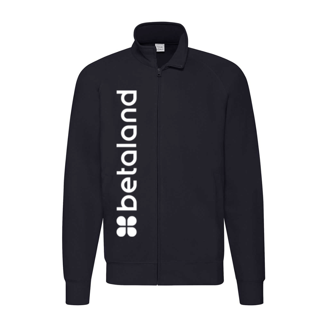 felpa zip senza cappuccio betaland blu navy personalizzabile logo verticale