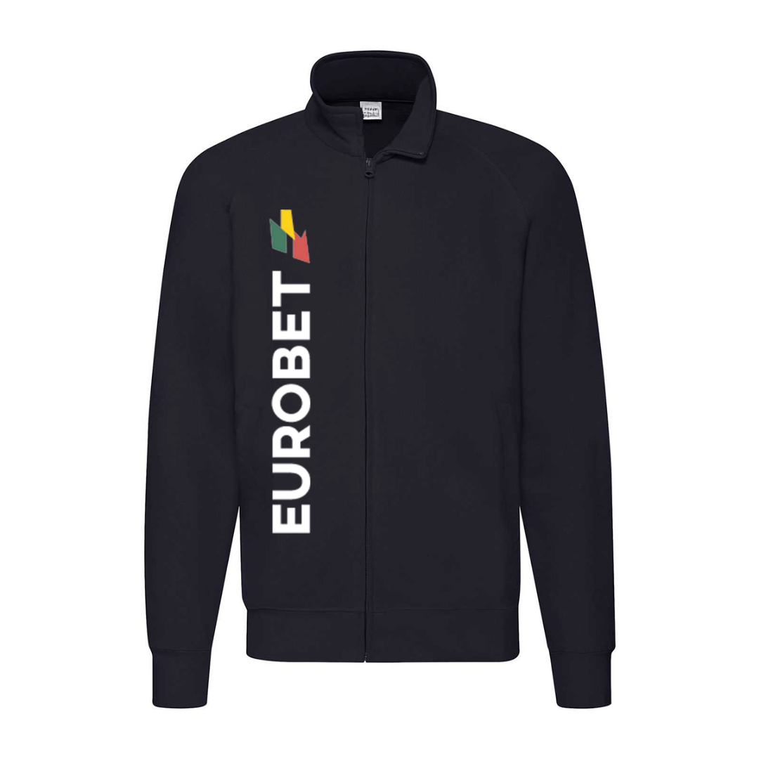 felpa zip senza cappuccio eurobet blu avy personalizzabile logo verticale