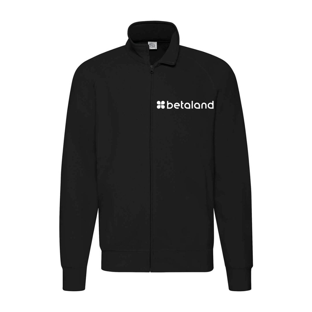 felpa zip senza cappuccio betaland nera personalizzabile logo lato cuore