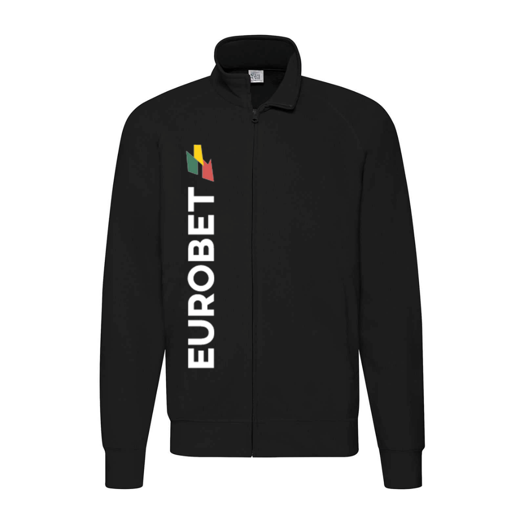 felpa zip senza cappuccio eurobet nera personalizzabile logo verticale