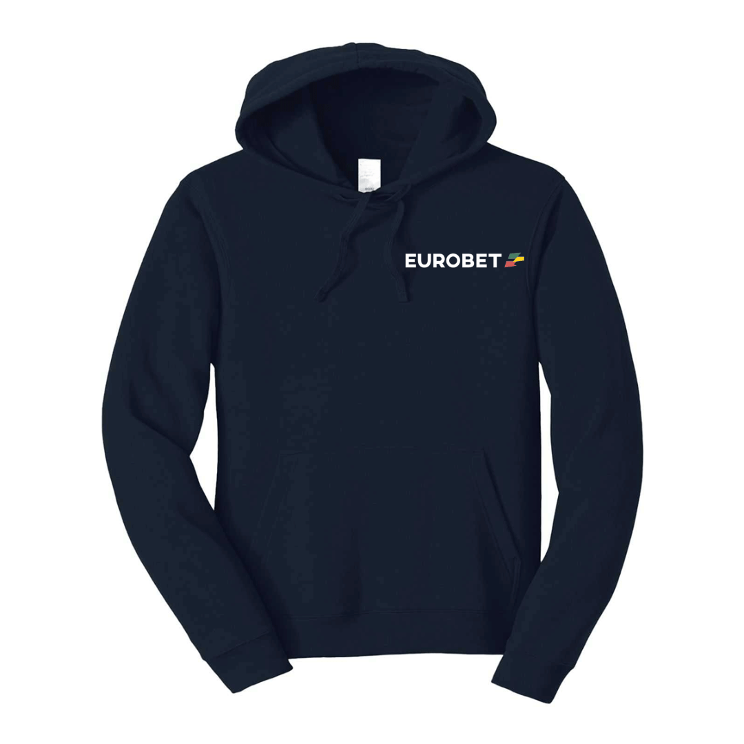 felpa con cappuccio eurobet personalizzabile blu navy logo lato cuore