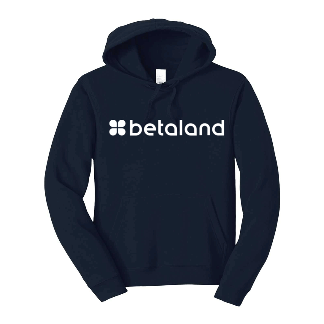 felpa con cappuccio personalizzabile blu navy betaland logo centrale