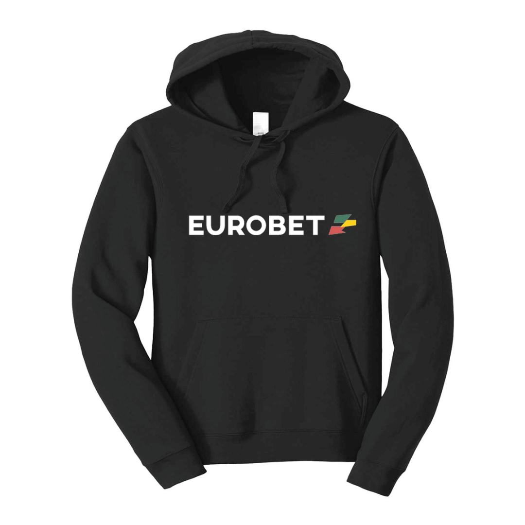 felpa con cappuccio eurobet personalizzabile nera logo centrale
