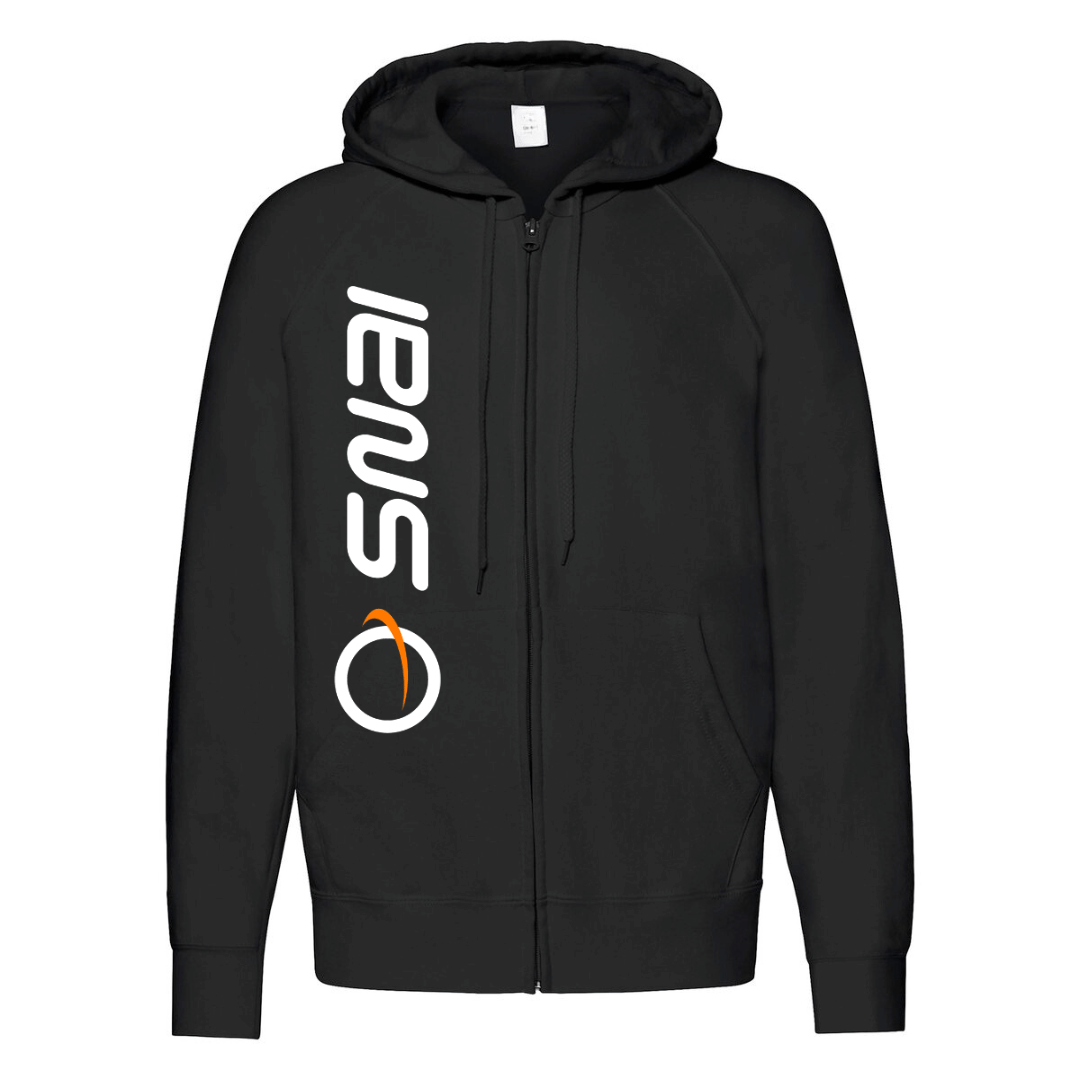 felpa zip cappuccio snai nera personalizzabile logo verticale