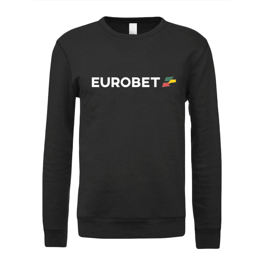 felpa girocollo eurobet nera logo centrale