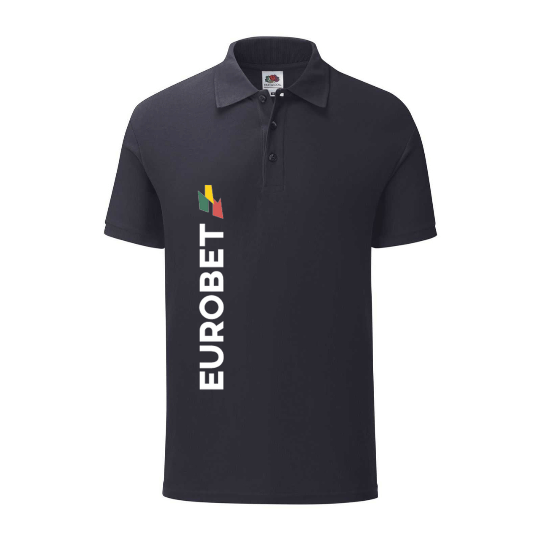 polo eurobet blu navy personalizzabile logo verticale