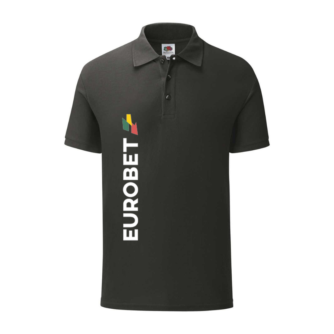 polo eurobet nera personalizzabile logo verticale