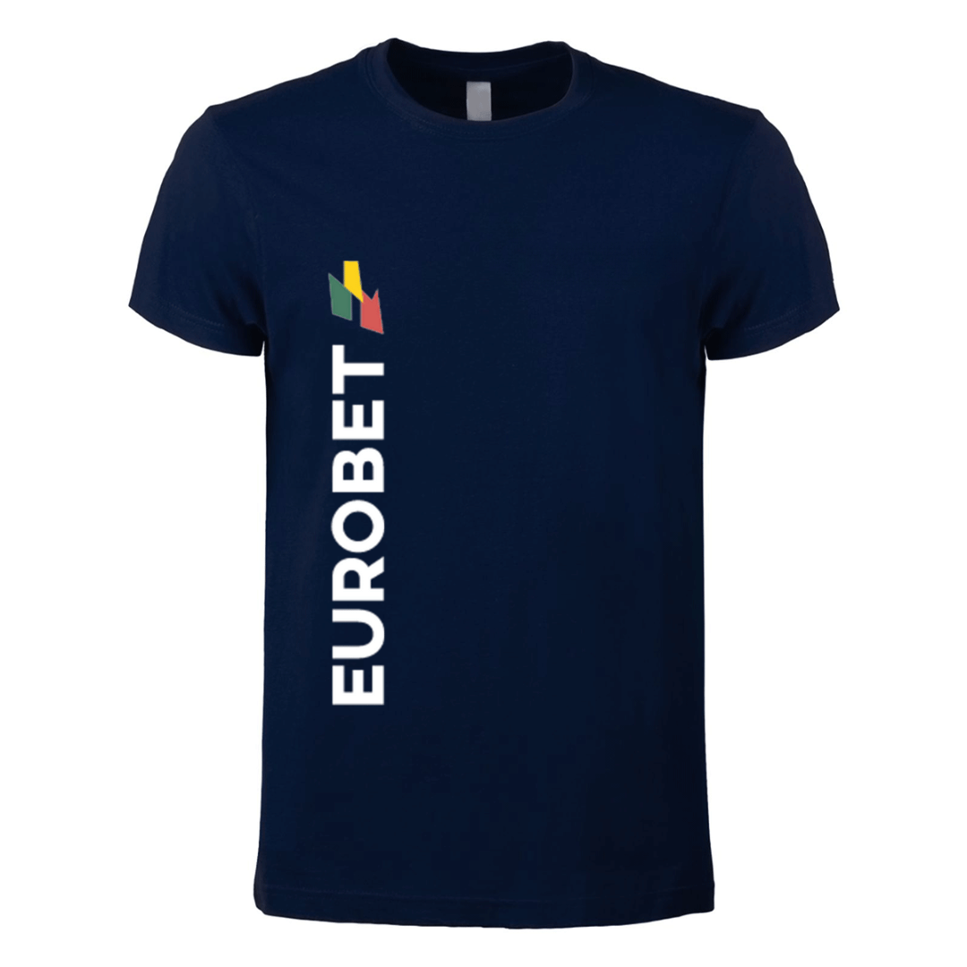 t-shirt maglietta eurobet blu navy personalizzabile logo verticale