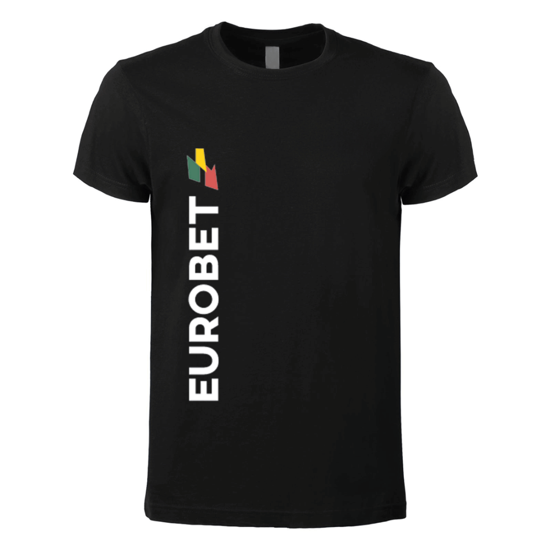 t-shirt maglietta eurobet nera personalizzabile logo verticale