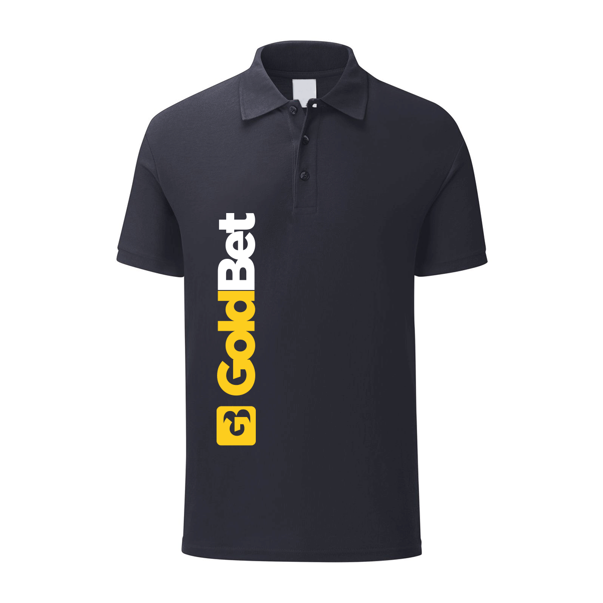 polo goldbet blu navy personalizzabile logo verticale