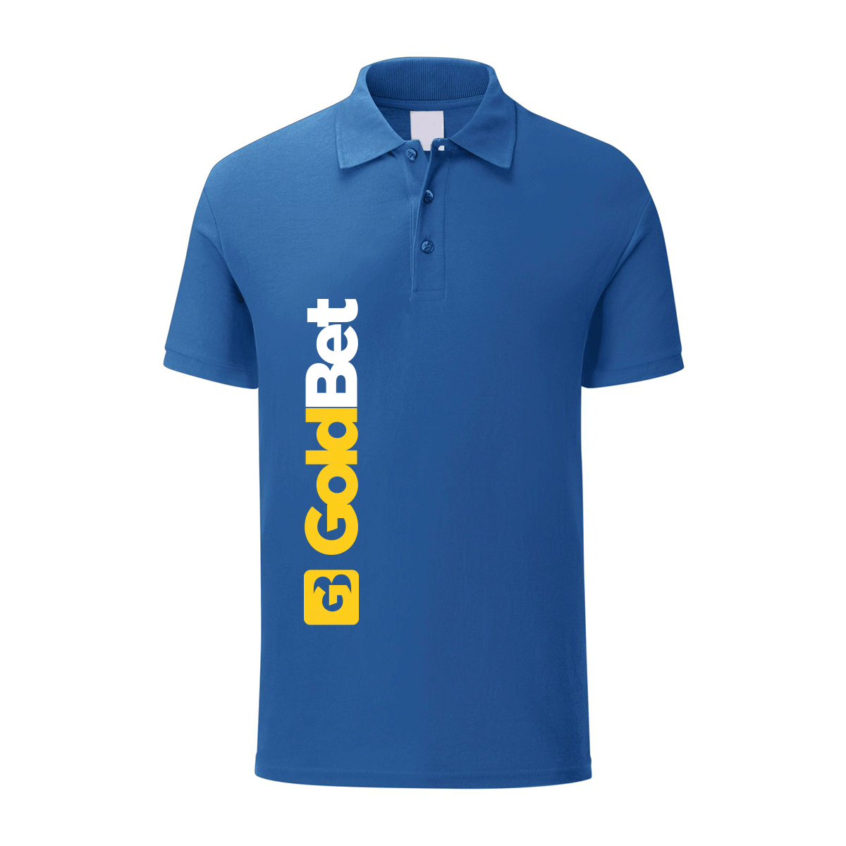 polo goldbet blu royal personalizzabile logo verticale