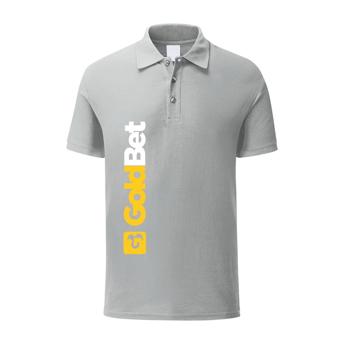 polo goldbet grigia personalizzabile logo verticale