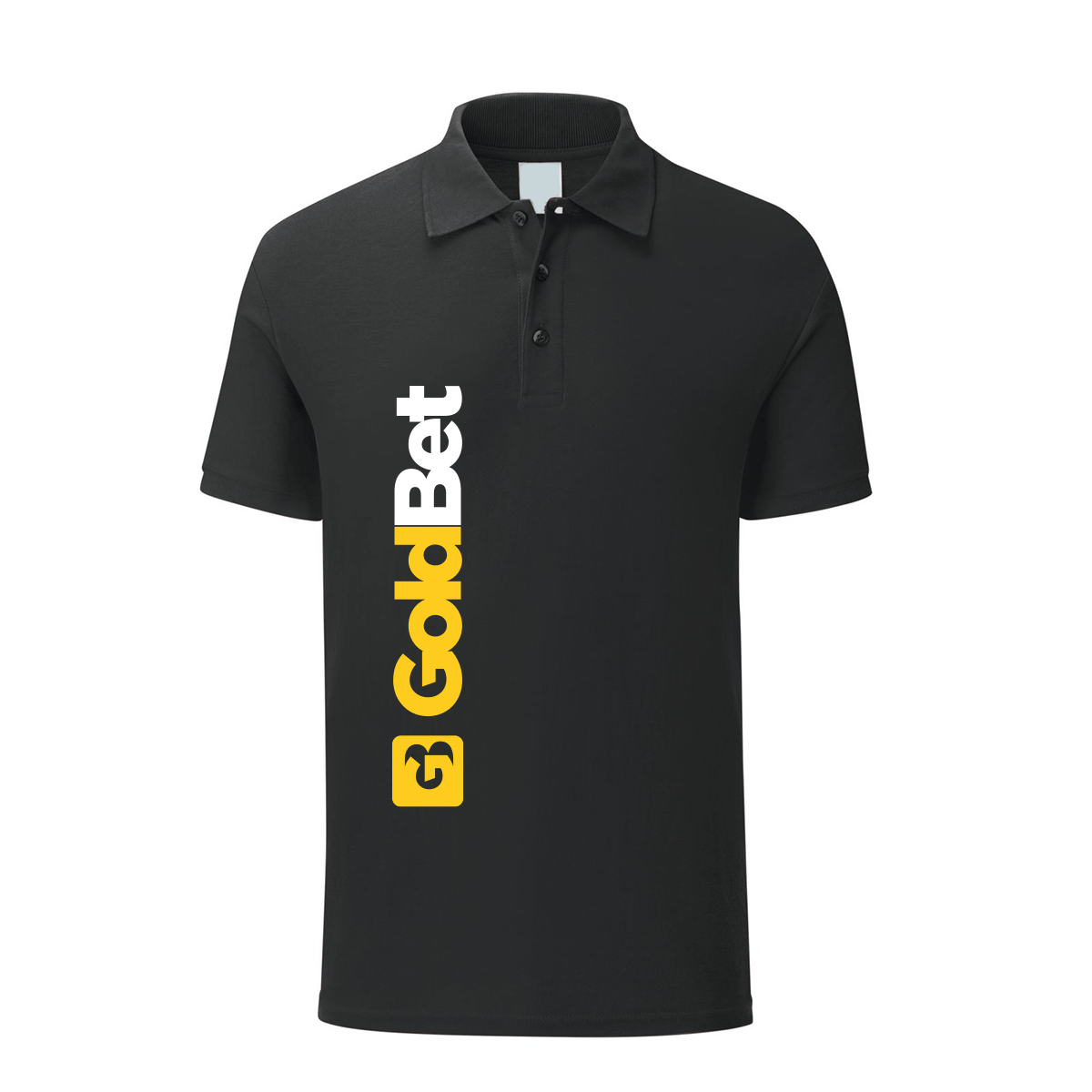 polo goldbet nera personalizzabile logo verticale