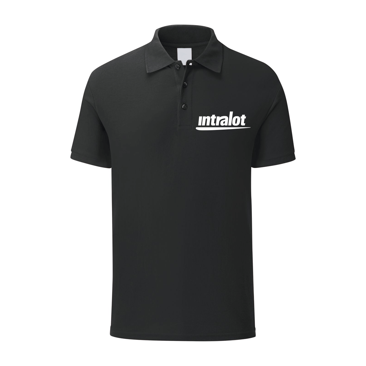 polo intralot nera personalizzabile logo lato cuore
