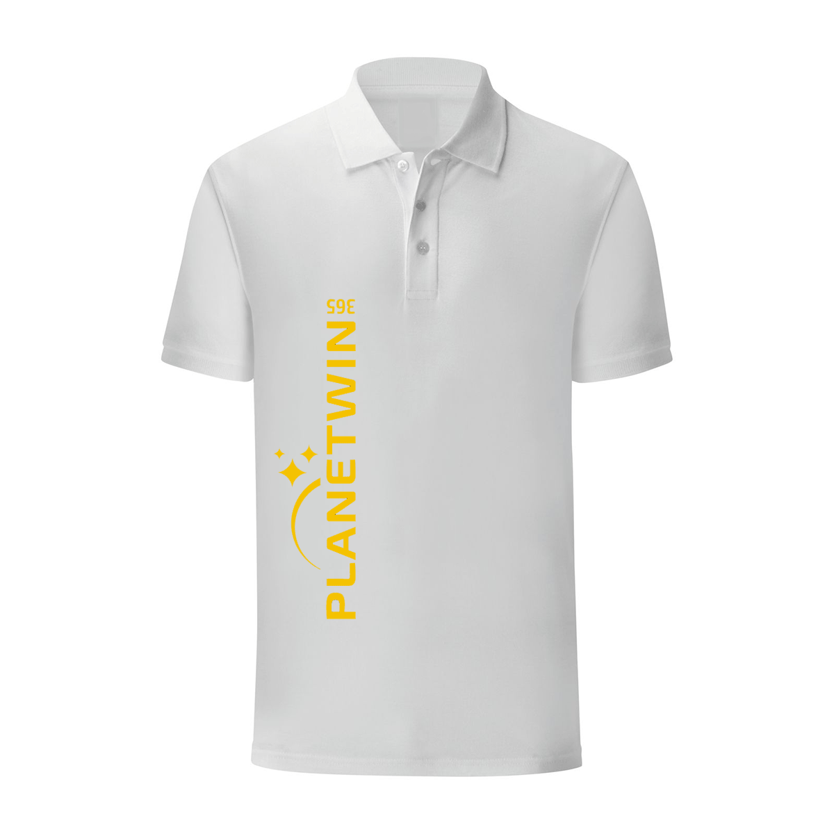 polo planetwin 365 bianca personalizzabile logo verticale