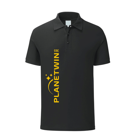 polo planetwin 365 nera personalizzabile logo verticale