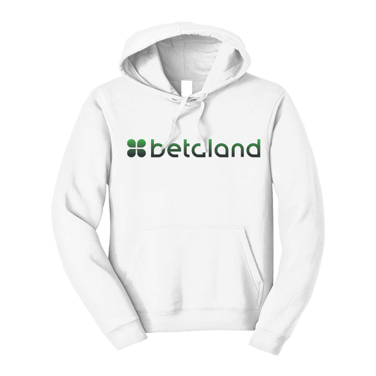 felpa con cappuccio personalizzabile bianca betaland logo centrale