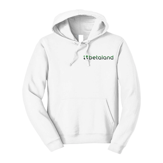 felpa con cappuccio betaland personalizzabile bianca logo lato cuore