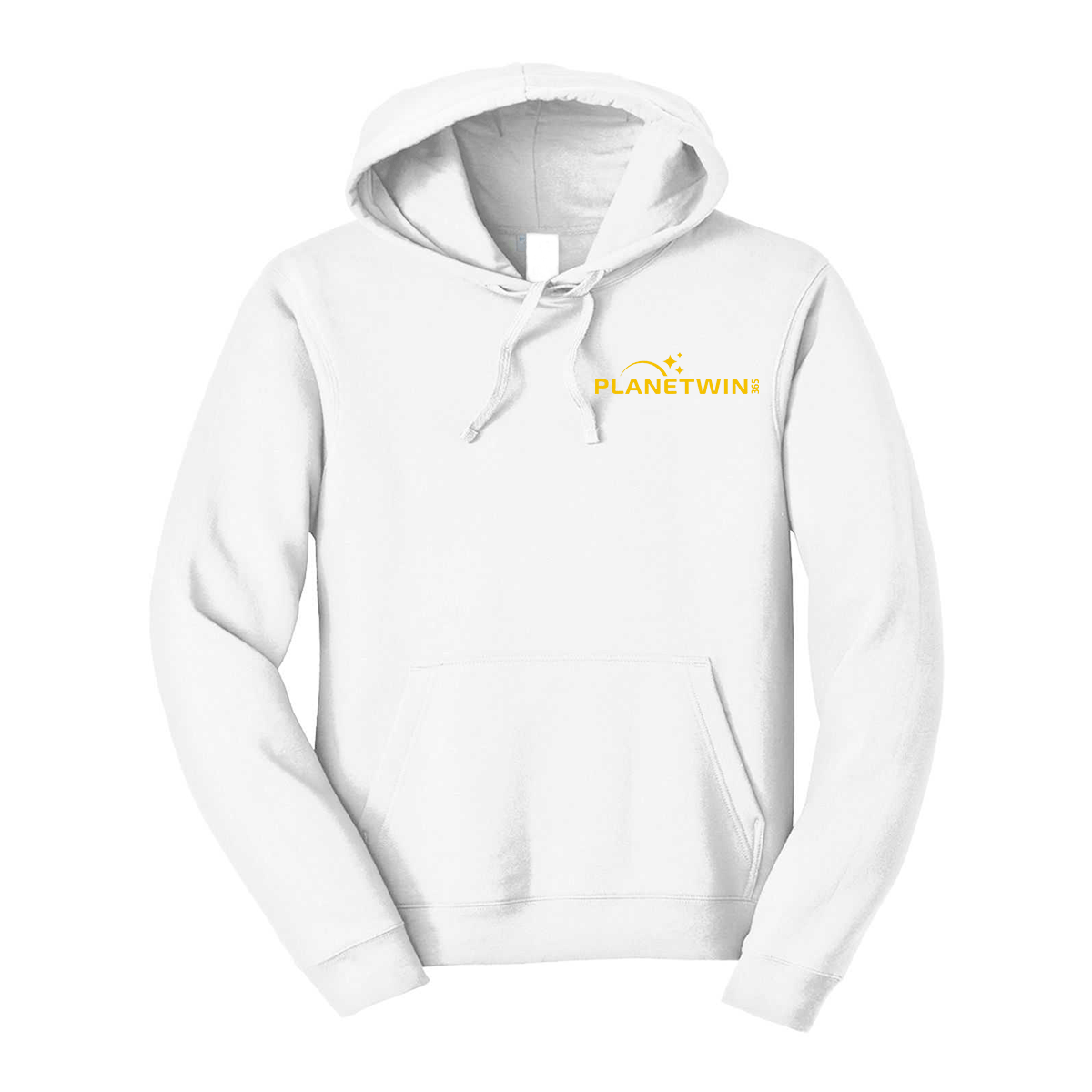 felpa con cappuccio planetwin 365 personalizzabile bianca logo lato cuore