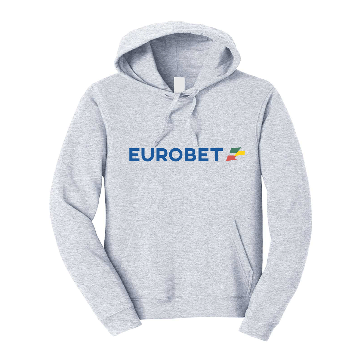 felpa con cappuccio eurobet personalizzabile grigia logo centrale