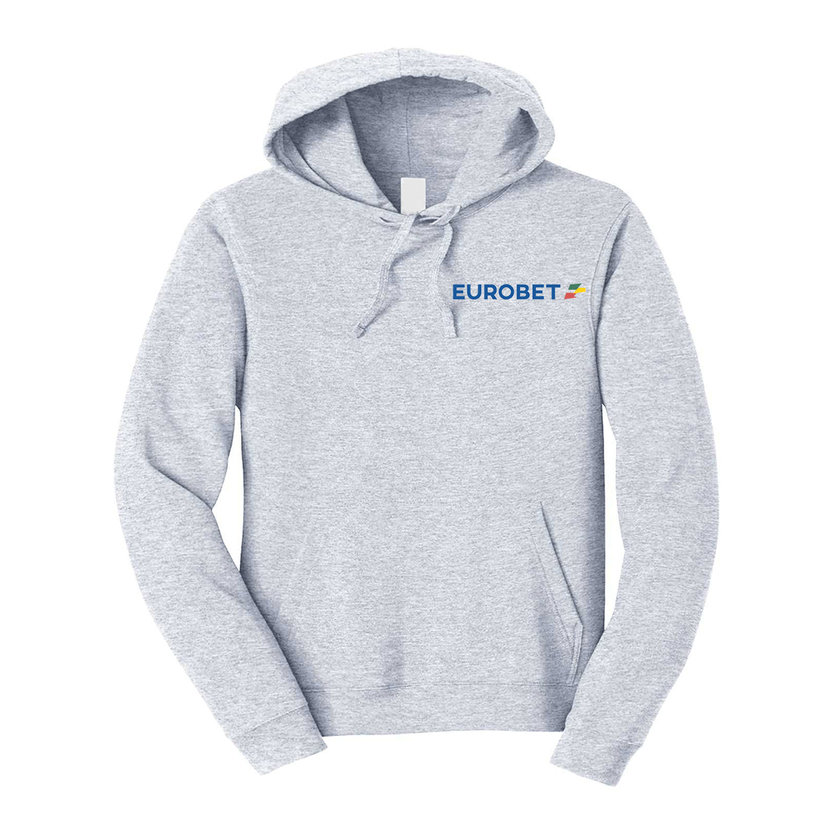 felpa con cappuccio eurobet personalizzabile grigia logo lato cuore