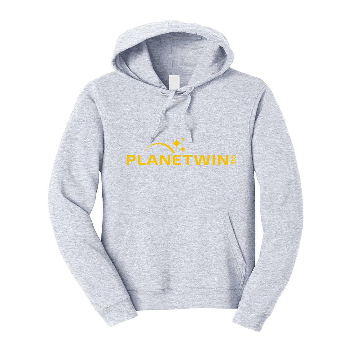 felpa con cappuccio planetwin 365 personalizzabile grigia logo centrale