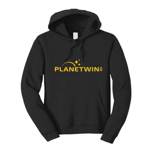 felpa con cappuccio planetwin 365 personalizzabile nera logo centrale