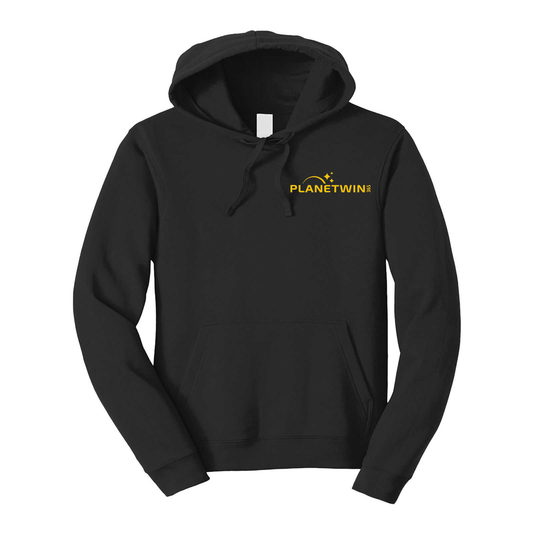 felpa con cappuccio planetwin 365 personalizzabile nera logo lato cuore