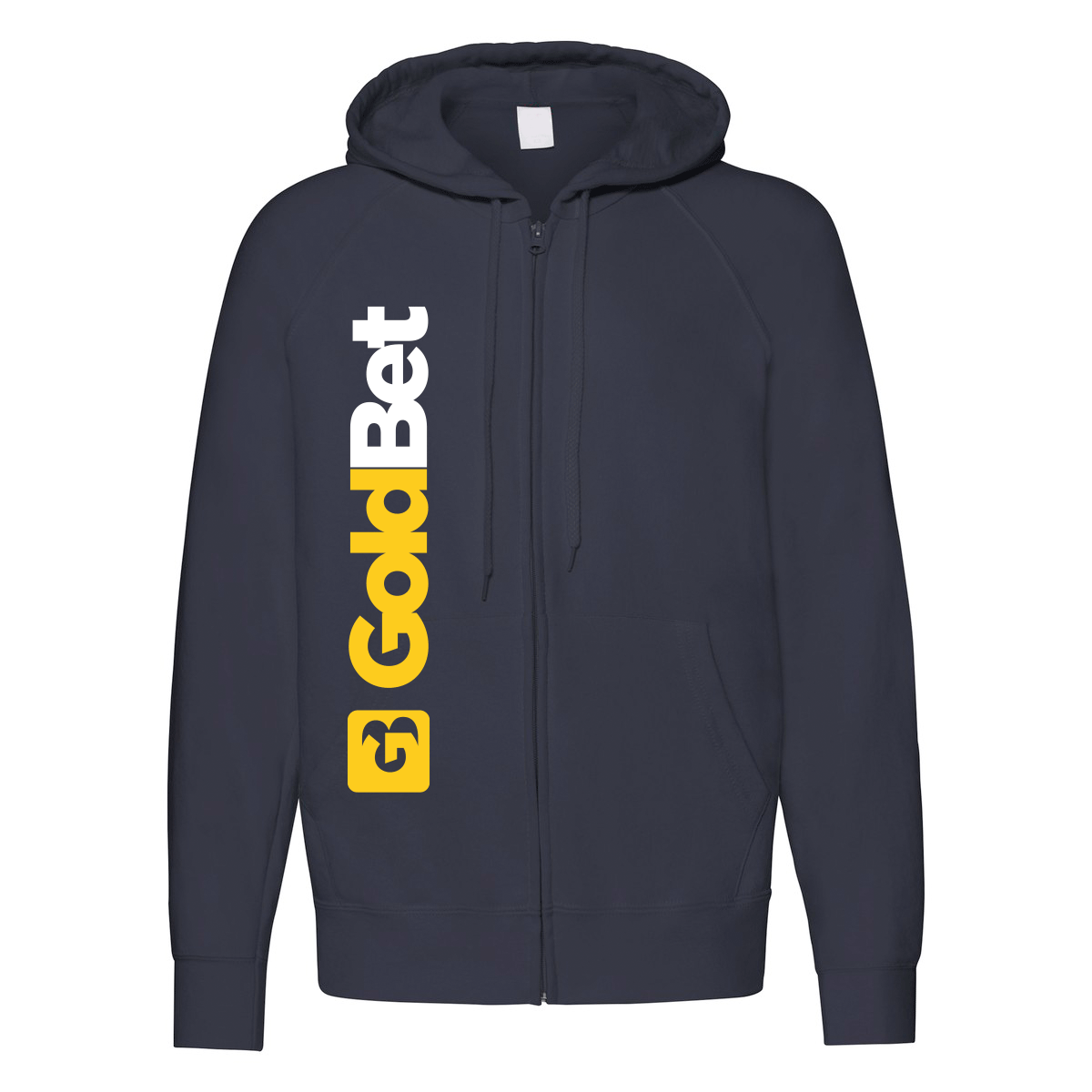 felpa zip cappuccio goldbet blu navy personalizzabile logo verticale