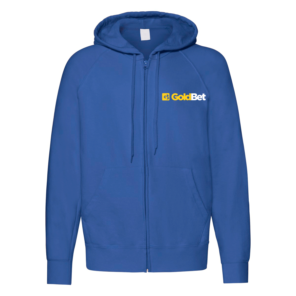 felpa zip cappuccio goldbet blu royal personalizzabile logo lato cuore