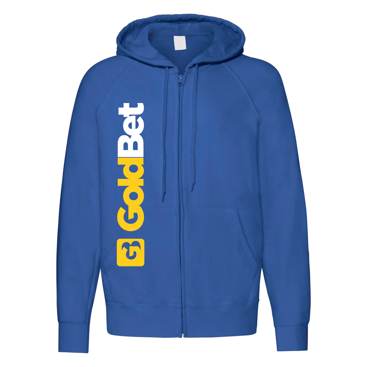 felpa zip cappuccio goldbet blu royal personalizzabile logo verticale
