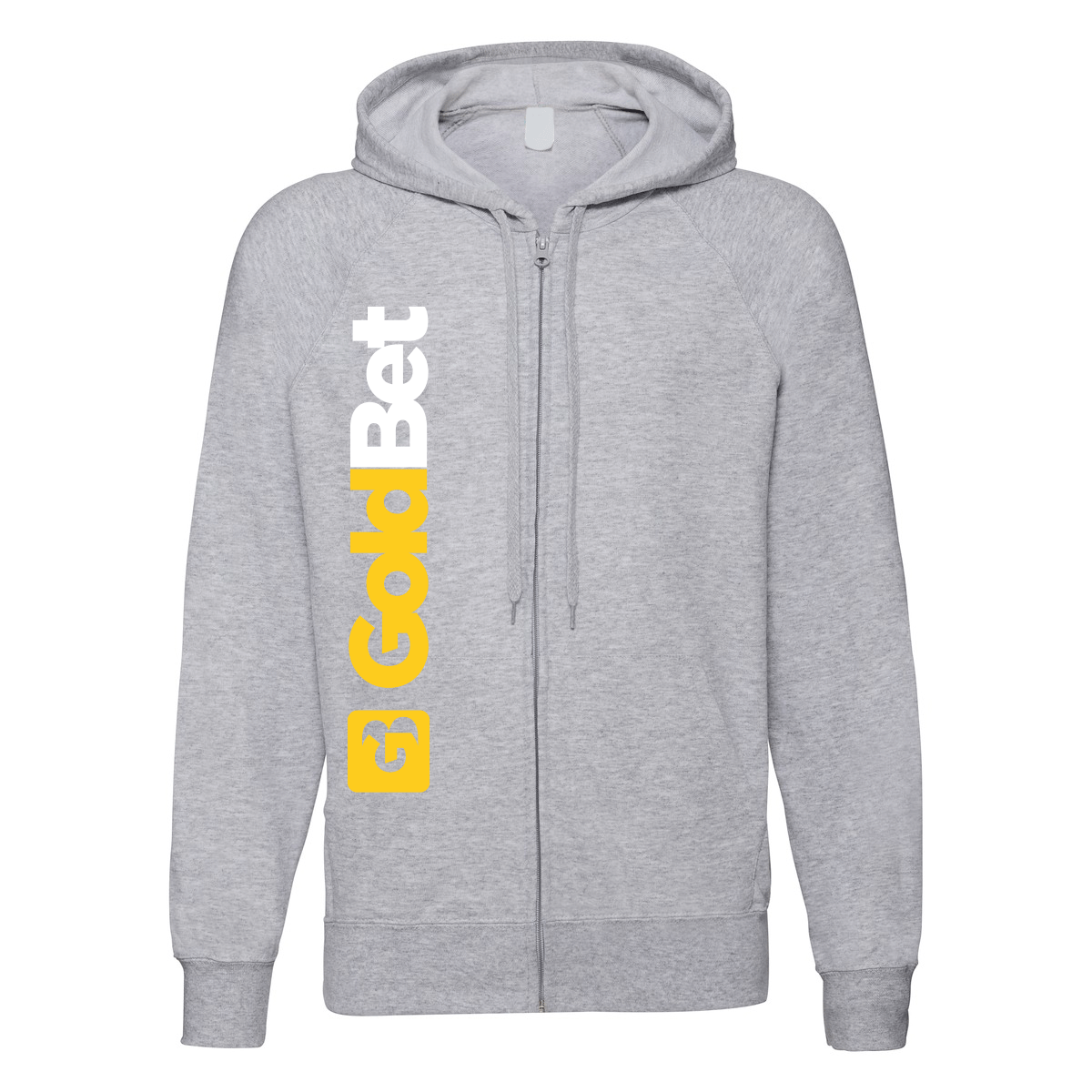 felpa zip cappuccio goldbet grigia personalizzabile logo verticale