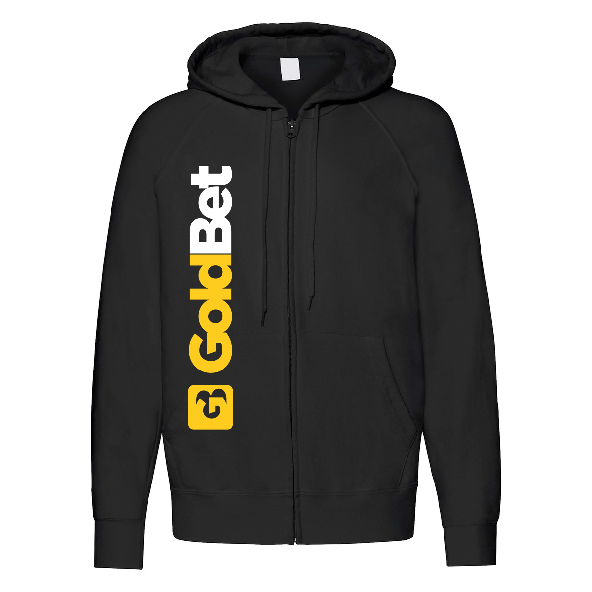 felpa zip cappuccio goldbet nera personalizzabile logo verticale