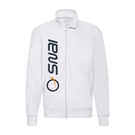felpa zip senza cappuccio snai bianca personalizzabile logo verticale