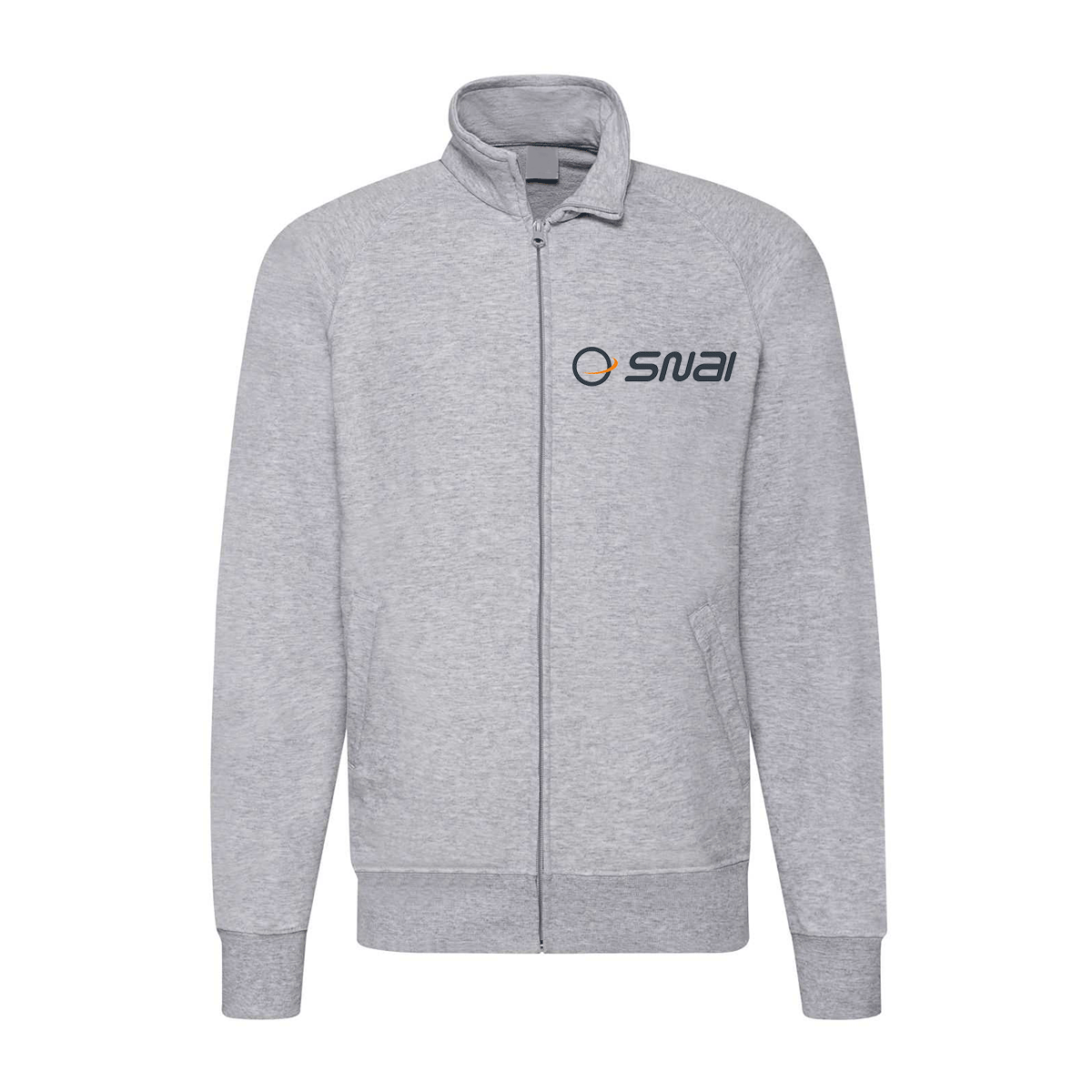 felpa zip senza cappuccio snai grigia personalizzabile logo lato cuore