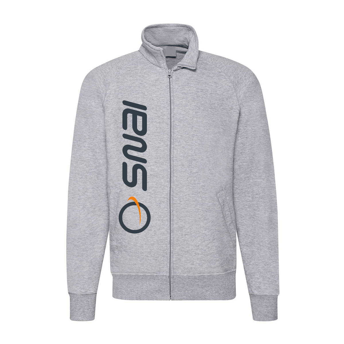 felpa zip senza cappuccio snai grigia personalizzabile logo verticale