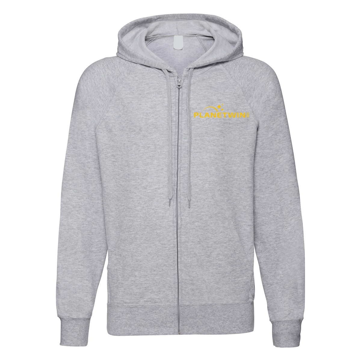 felpa zip cappuccio planetwin 365 grigia personalizzabile logo lato cuore