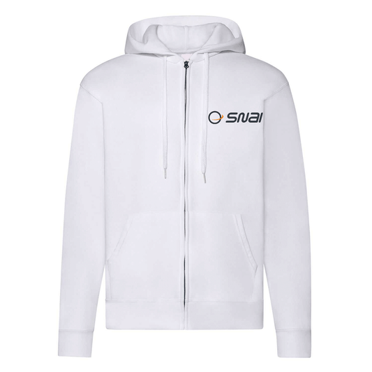 felpa zip cappuccio snai bianca personalizzabile logo lato cuore