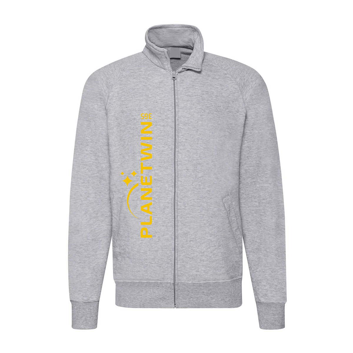 felpa zip senza cappuccio planetwin 365 grigia personalizzabile logo verticale
