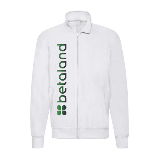 felpa zip senza cappuccio betaland bianca personalizzabile logo verticale