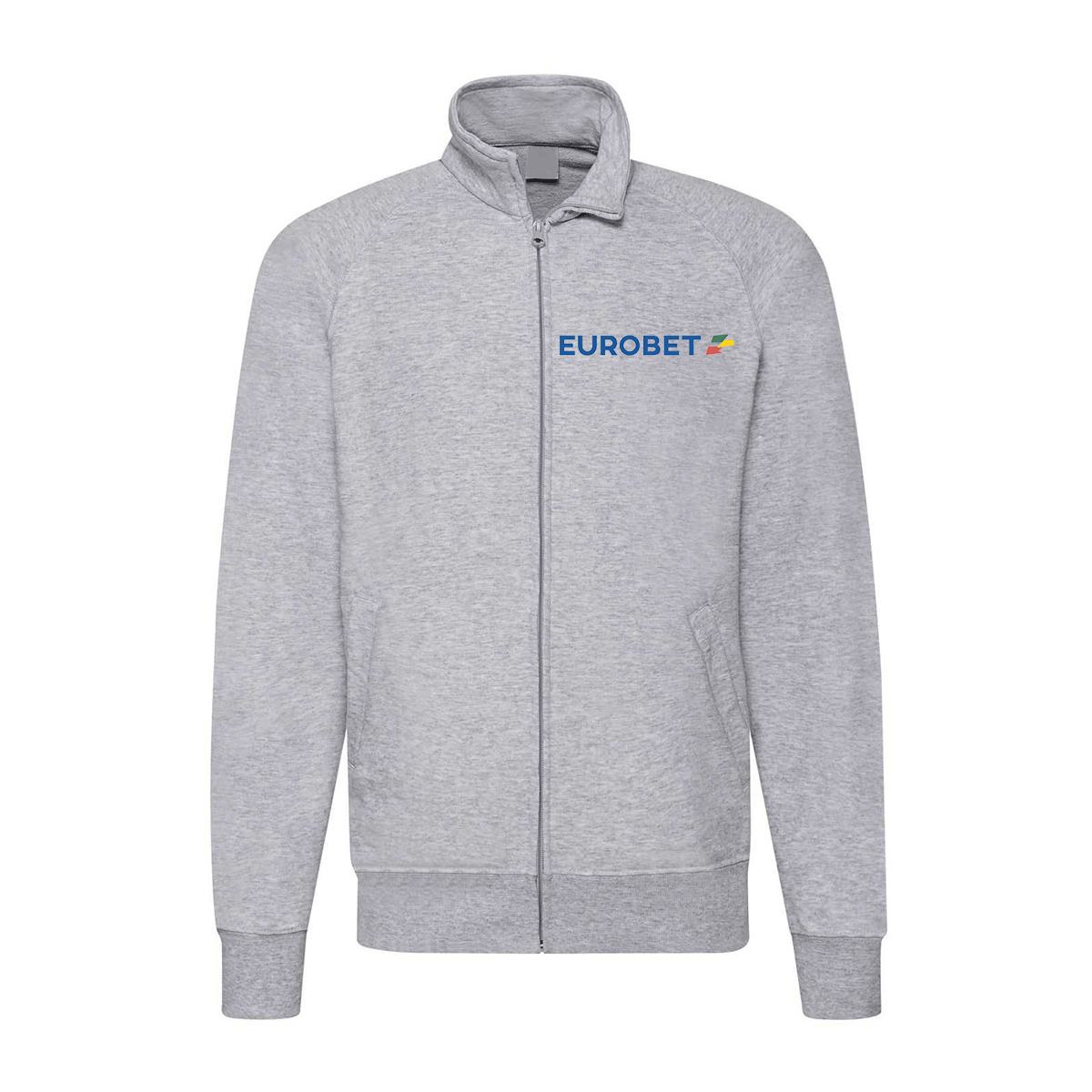 felpa zip senza cappuccio eurobet grigia personalizzabile logo lato cuore