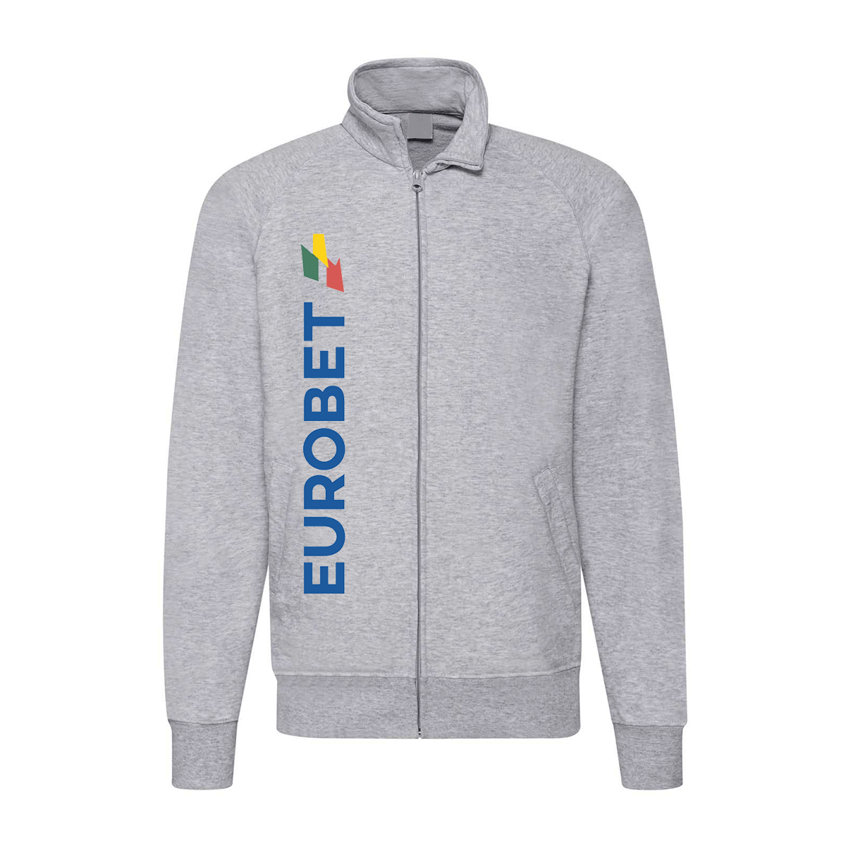 felpa zip senza cappuccio eurobet grigia personalizzabile logo verticale