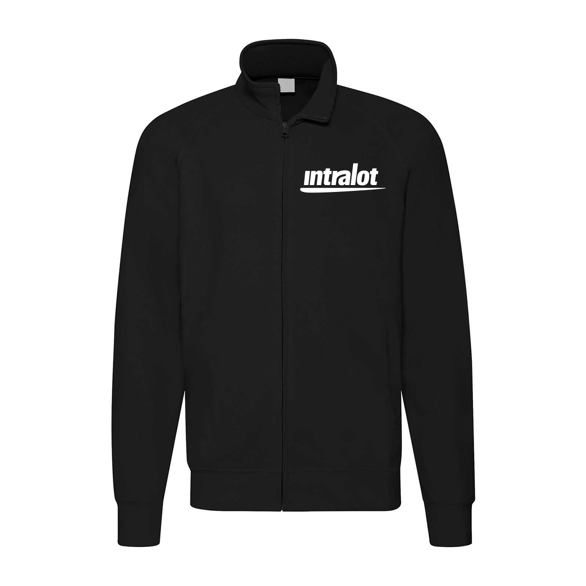 felpa zip senza cappuccio intralot nera personalizzabile logo lato cuore