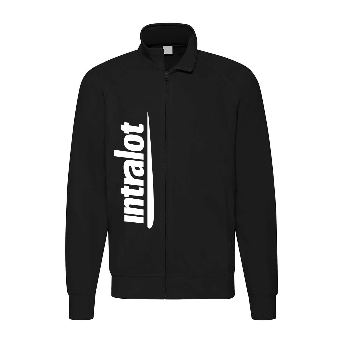 felpa zip senza cappuccio intralot nera personalizzabile logo verticale